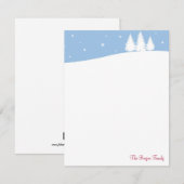 雪の白い冬の木の青いホリデー感謝カード ノートカード (正面/裏面)