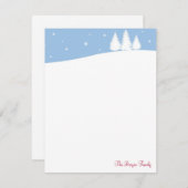 雪の白い冬の木の青い休日のサンキューカード ノートカード (正面/裏面)