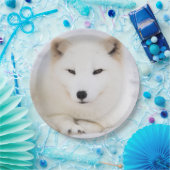 雪の白い北極キツネ ペーパープレート (パーティー)