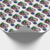 雪の白い地上のクリスマスの甘い漫画象 ラッピングペーパー (角)