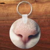 雪の白い子猫ボタンキーチェーン キーホルダー (正面)