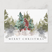 雪の白い松林の木立ちのクリスマス シーズンポストカード (正面)