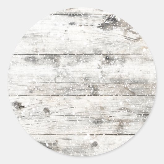 雪の白い素朴木製パネル |休日 ラウンドシール (正面)