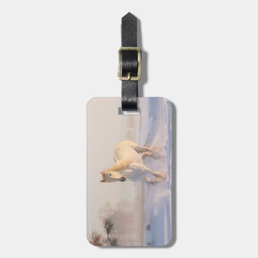 雪の白い馬 ラゲッジタグ (正面縦)