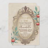 雪の白い魔法鏡とリンゴ童話 招待状 (正面/裏面)