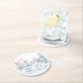 雪の白うさぎたちと冬の休暇 ラウンドペーパーコースター (インサイチュ)