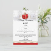 雪の白く赤いクリスマス夕食メニューテンプレートカード メニュー (スタンド正面)