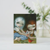 「雪の白とバラの赤」はがき ポストカード (スタンド正面)