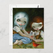 「雪の白とバラの赤」はがき ポストカード (正面/裏面)