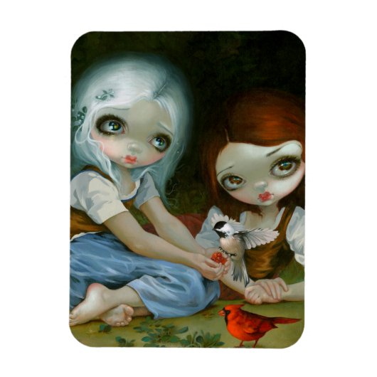 "雪の白とバラの赤"フレックス磁石 マグネット (縦)