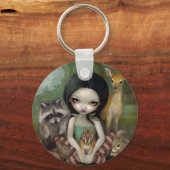 「雪の白と彼女の動物の友人」キーチェーン キーホルダー (正面)