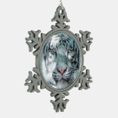 雪の白のトラ スノーフレークピューターオーナメント (左)