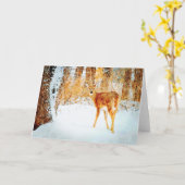 雪の白尾鹿の水彩画　メッセージカード（無地） カード (黄色い花)