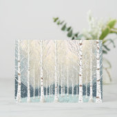 雪の白樺の木のクリスマスパーティー ティール ID1003 招待状 (スタンド正面)