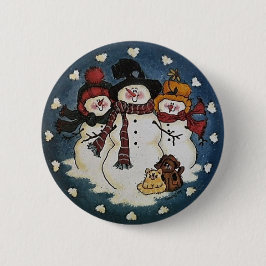 雪の相棒の雪だるまボタンPin 缶バッジ