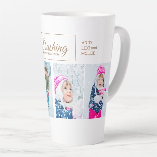 雪の祖父を通してダッシュイン4クリスマスフォト カフェラテマグ (右アングル)