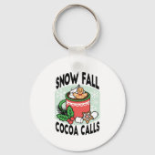 雪の秋ココアコールでウォームアップ – Winter Drink キーホルダー (正面)