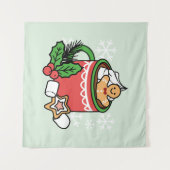 雪の秋ココアコールでウォームアップ – Winter Drink タペストリー (正面(横))