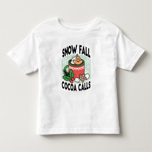 雪の秋ココアコールでウォームアップ – Winter Drink トドラーTシャツ (正面)