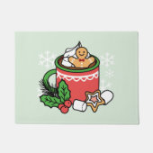 雪の秋ココアコールでウォームアップ – Winter Drink ドアマット (正面)