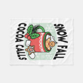 雪の秋ココアコールでウォームアップ – Winter Drink フリースブランケット (正面(横))