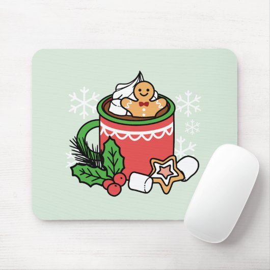 雪の秋ココアコールでウォームアップ – Winter Drink マウスパッド (マウス)