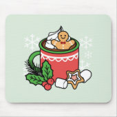 雪の秋ココアコールでウォームアップ – Winter Drink マウスパッド (正面)