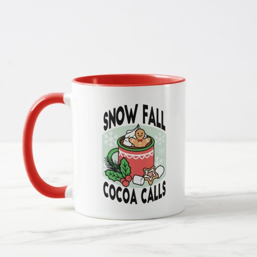 雪の秋ココアコールでウォームアップ – Winter Drink マグカップ (左)