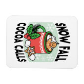 雪の秋ココアコールでウォームアップ – Winter Drink マグネット (横)