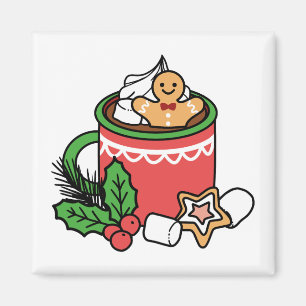 雪の秋ココアコールでウォームアップ – Winter Drink マグネット