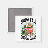 雪の秋ココアコールでウォームアップ – Winter Drink マグネット (正面/裏面)