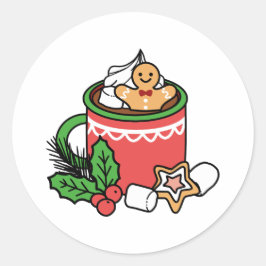 雪の秋ココアコールでウォームアップ – Winter Drink ラウンドシール