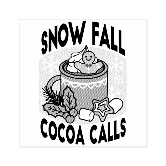 雪の秋ココアコールでウォームアップ – Winter Drink ラバースタンプ (インプリント)
