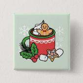 雪の秋ココアコールでウォームアップ – Winter Drink 缶バッジ (正面)