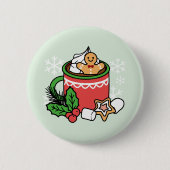 雪の秋ココアコールでウォームアップ – Winter Drink 缶バッジ (正面)