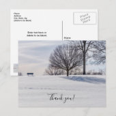 雪の積もった丘のベンチ 感謝の気持ちを込めたポストカード ポストカード (正面/裏面)