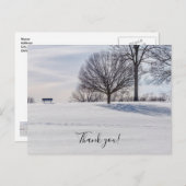雪の積もった丘の上のベンチ 感謝の気持ちを込めたポストカード ポストカード (正面/裏面)