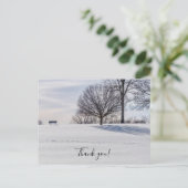 雪の積もった丘の上のベンチ 感謝の気持ちを込めたポストカード ポストカード (スタンド正面)