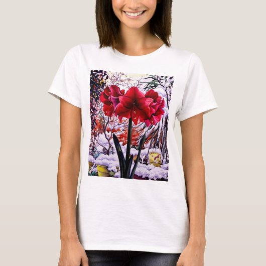 雪の窓によるアマリリス Tシャツ (正面)