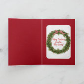 雪の窓のクリスマスサンタストッキング シーズンカード (内部)