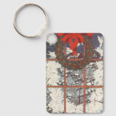 雪の窓のヴィンテージクリスマスリース キーホルダー (正面)