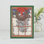 雪の窓のヴィンテージクリスマスリース シーズンカード