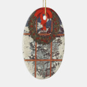 雪の窓のヴィンテージクリスマスリース セラミックオーナメント (右)