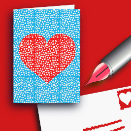 雪の窓越しに見える赤いハート バレンタインズ シーズンカード