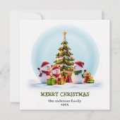 雪の笑顔とホリデーの喜び クリスマスカード (正面)