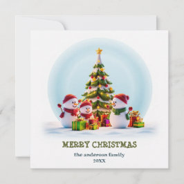 雪の笑顔とホリデーの喜び クリスマスカード