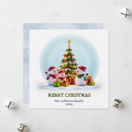 雪の笑顔とホリデーの喜び クリスマスカード