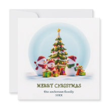 雪の笑顔とホリデーシーズンのクリスマスカード