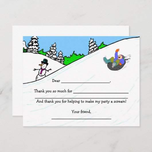 雪の管の誕生会は記入しますノートを感謝していしています サンキューカード (正面/裏面)