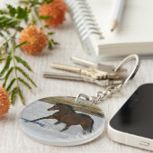 雪の純血種の馬のランニング キーホルダー (正面右)